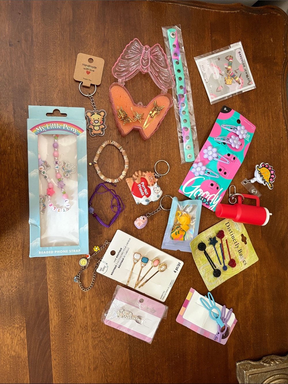My Little Pony Pink Purple Beaded Phone Strap with Pony Charms